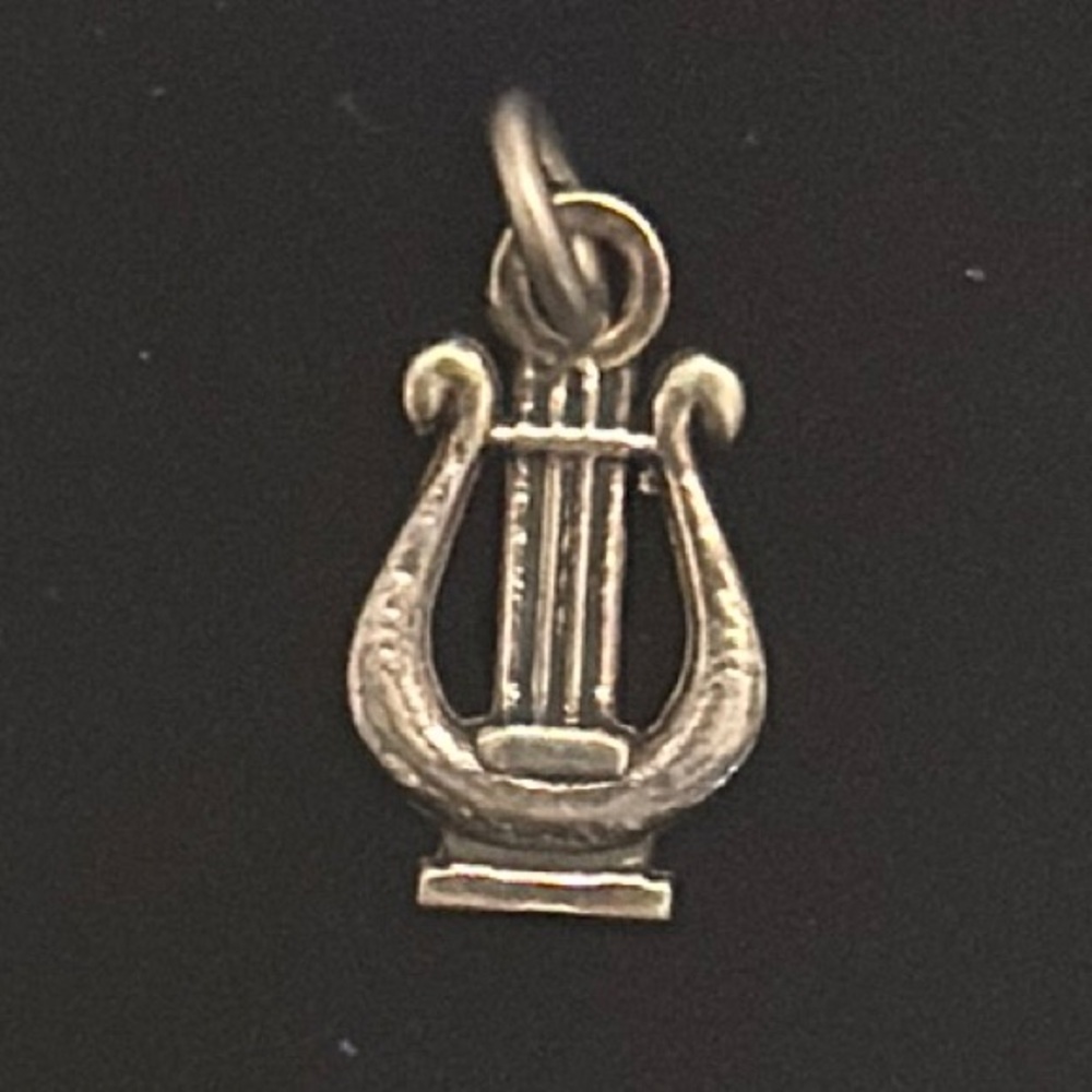Solid Sterling Silver Lyre Charm Pendant